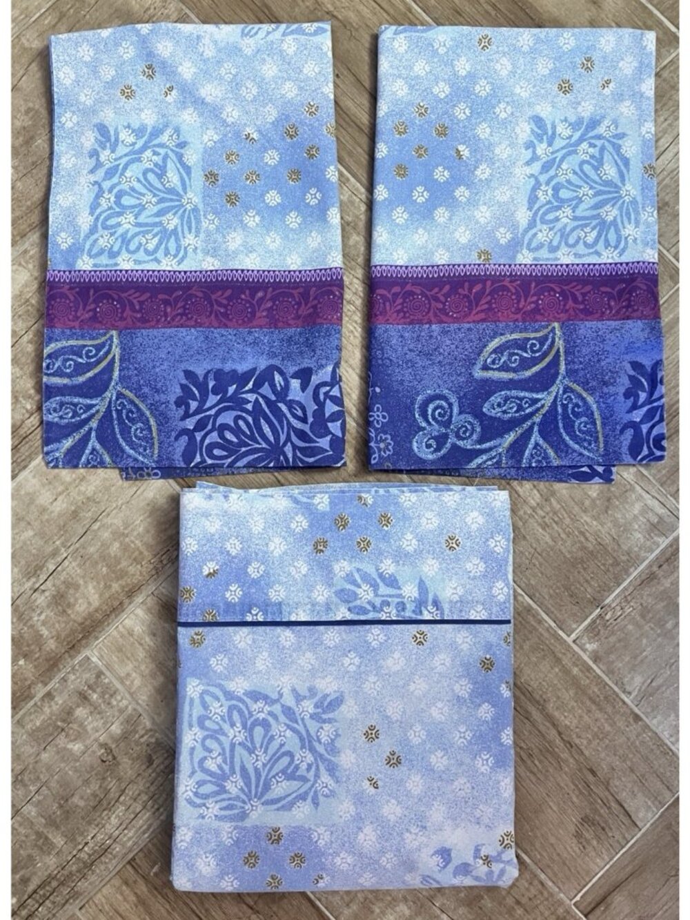 SHERIDAN AUSTRALIA 3 Pc Sheet TWIN Set 100% Cotton Blue Purple Paisley